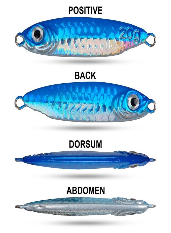 Shaddock Fishing Saltwater Jig Fishing Lures - Stripe Bass Jigs, Metal Lead Spoon Jigging Baits with Sharp Hooks for Tuna Salmon Grouper Sea, 20G - Image 4